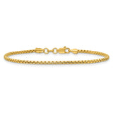 14K Yellow Gold 1.75 mm Box Chain Bracelet, Polished alternate angle