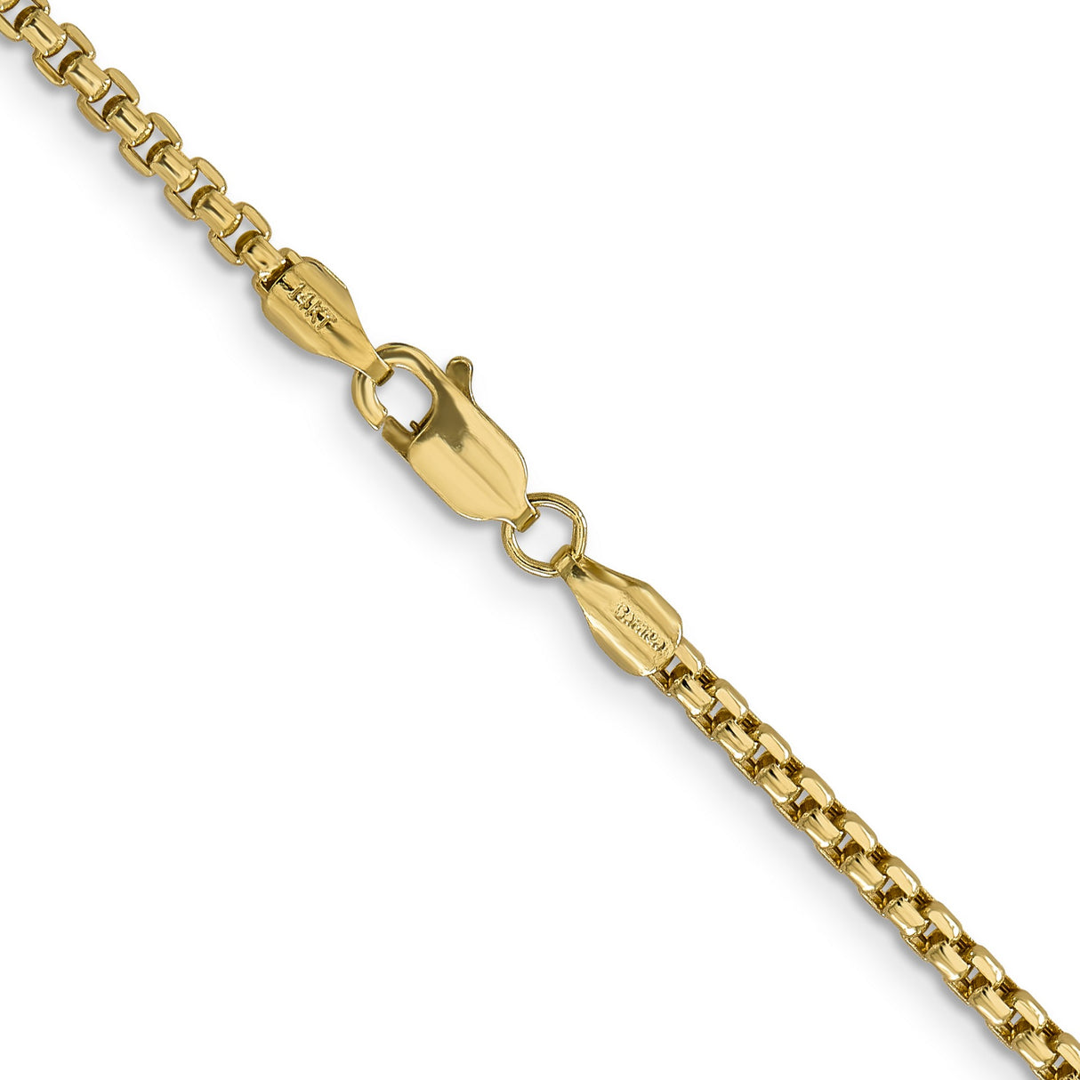 14K Yellow Gold 2.45 mm Box Chain Necklace, Polished alternate angle