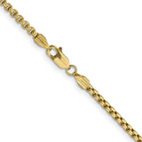 14K Yellow Gold 2.45 mm Box Chain Necklace, Polished alternate angle