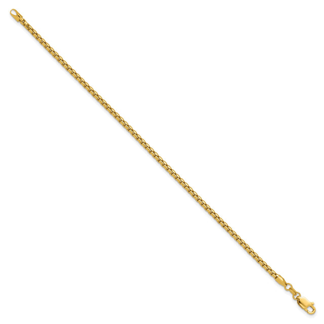 14K Yellow Gold 2.45 mm Box Chain Bracelet, Polished