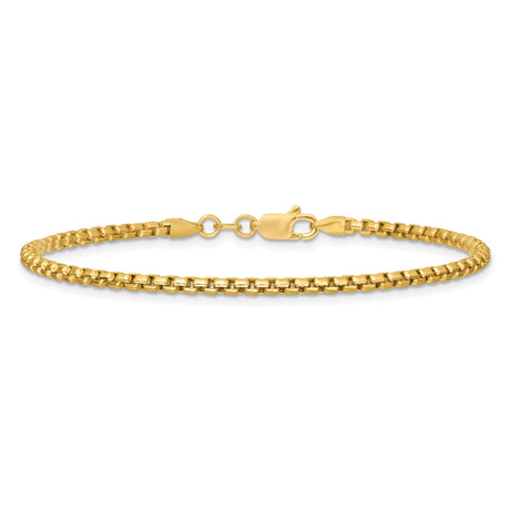 14K Yellow Gold 2.45 mm Box Chain Bracelet, Polished alternate angle