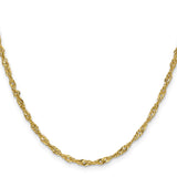 14K Yellow Gold 2.75 mm Singapore Chain Necklace, Polished