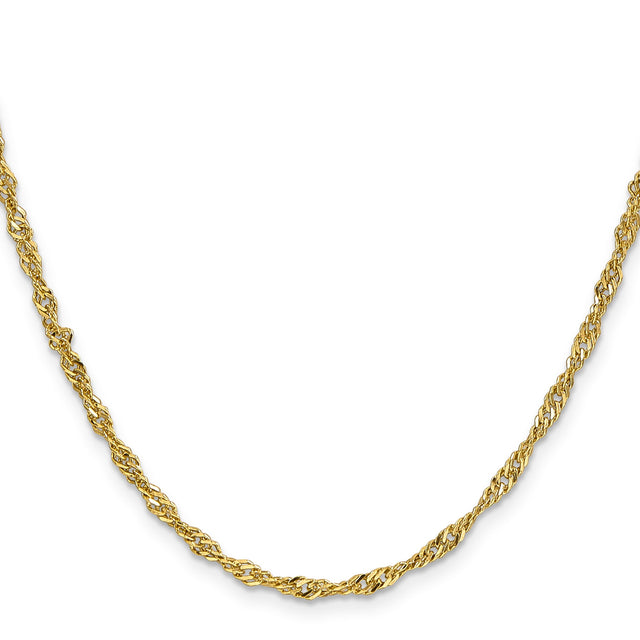 14K Yellow Gold 2.75 mm Singapore Chain Necklace, Polished