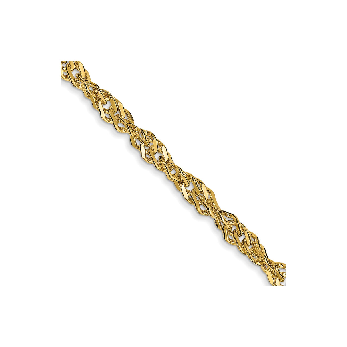 14K Yellow Gold 2.75 mm Singapore Chain Necklace, Polished detail view