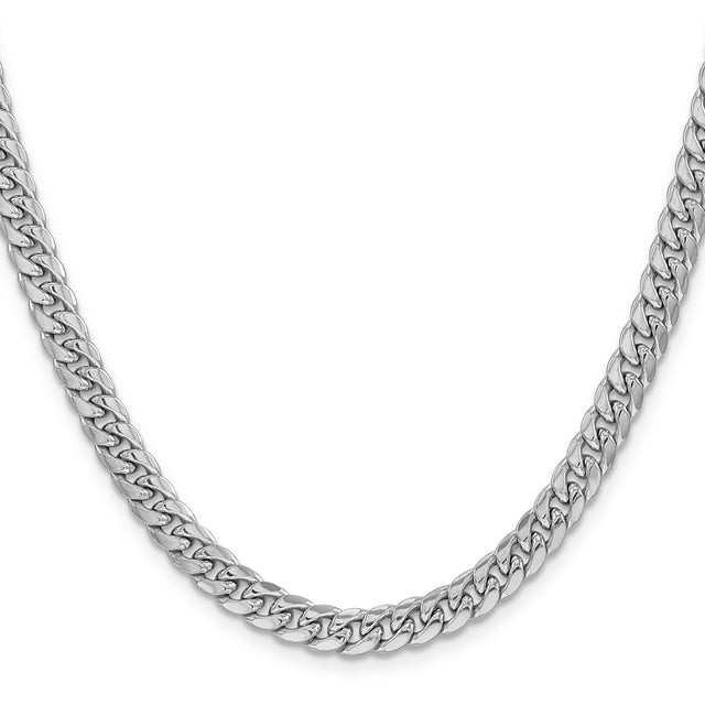 14K White Gold 6 mm Polished Chain Necklace