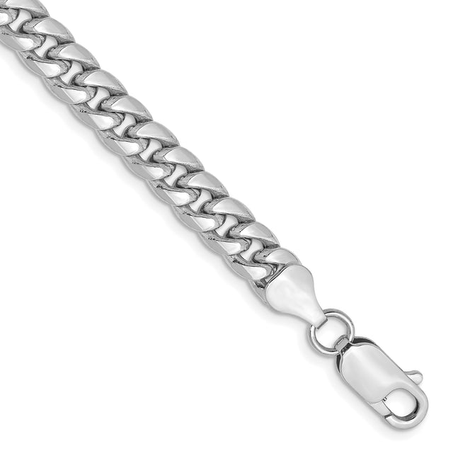 14K White Gold 6 mm Polished Chain Anklet shown for scale