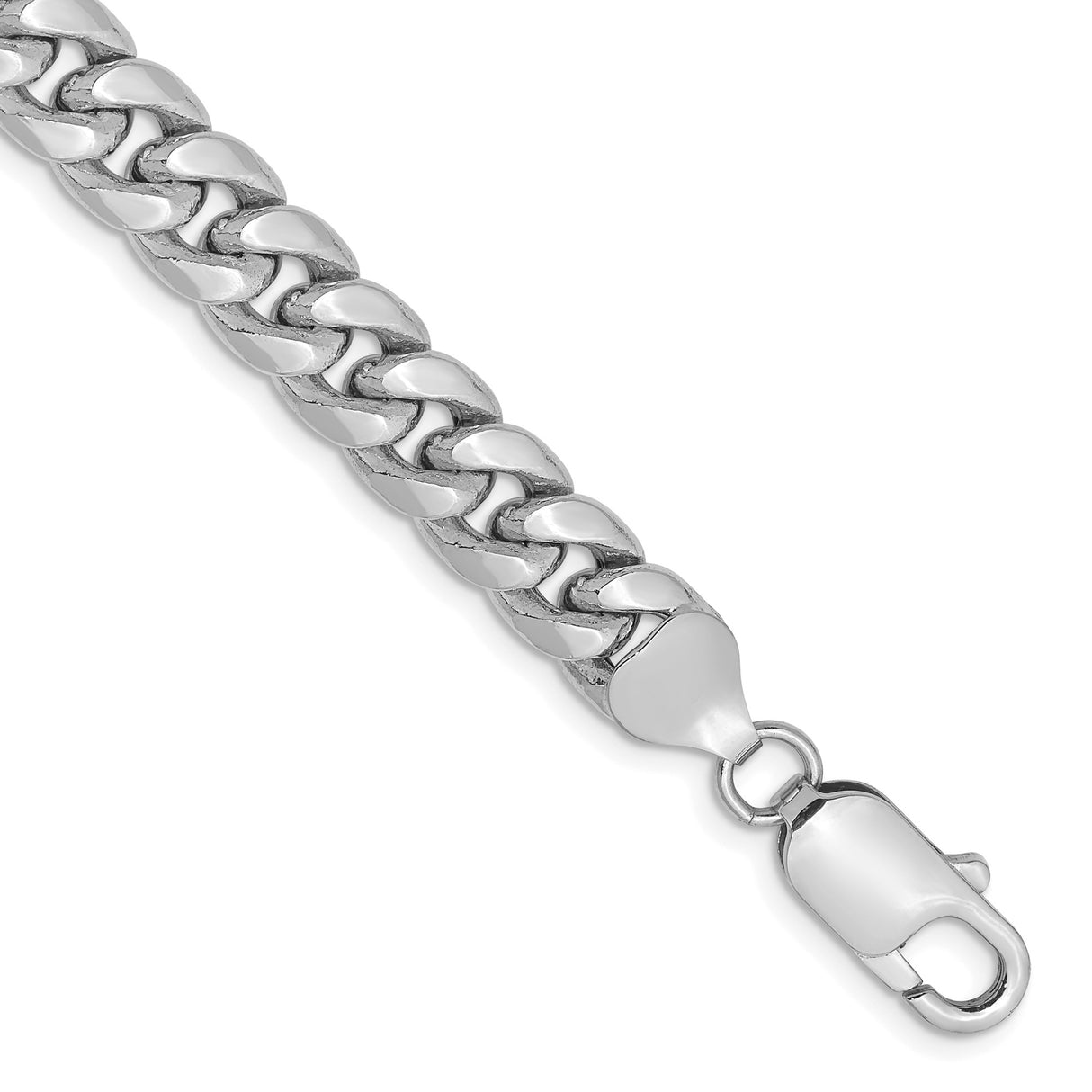 14K White Gold 7.3 mm Polished Chain Bracelet shown for scale