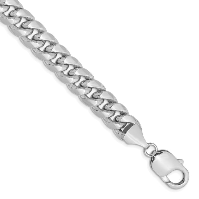 14K White Gold 9.3 mm Polished Chain Anklet shown for scale