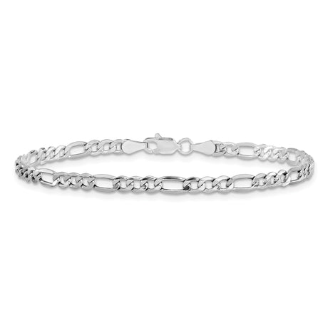 14K White Gold 3.5 mm Figaro Chain Anklet, Polished