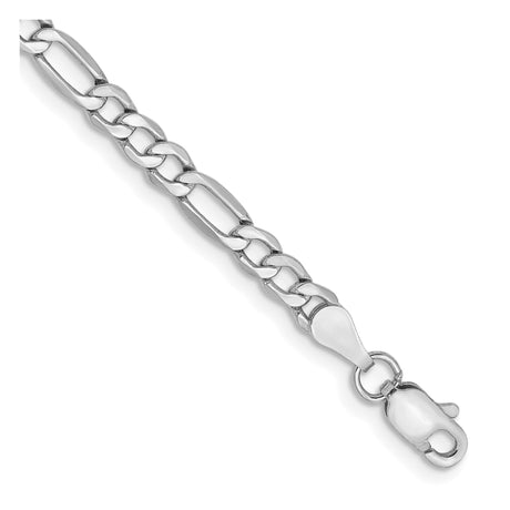 14K White Gold 3.5 mm Figaro Chain Bracelet, Polished alternate angle