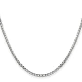 14K White Gold 2.45 mm Box Chain Necklace, Polished