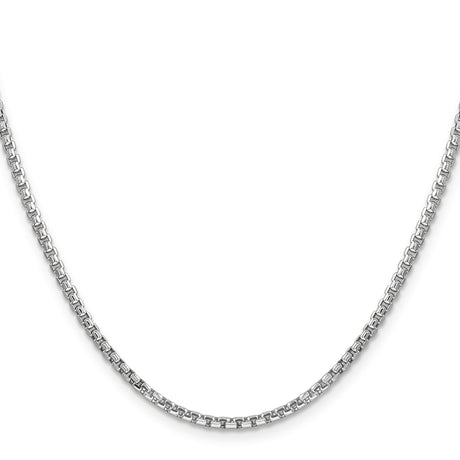 14K White Gold 2.45 mm Box Chain Necklace, Polished