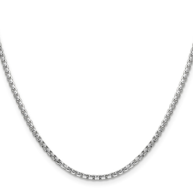 14K White Gold 2.45 mm Box Chain Necklace, Polished