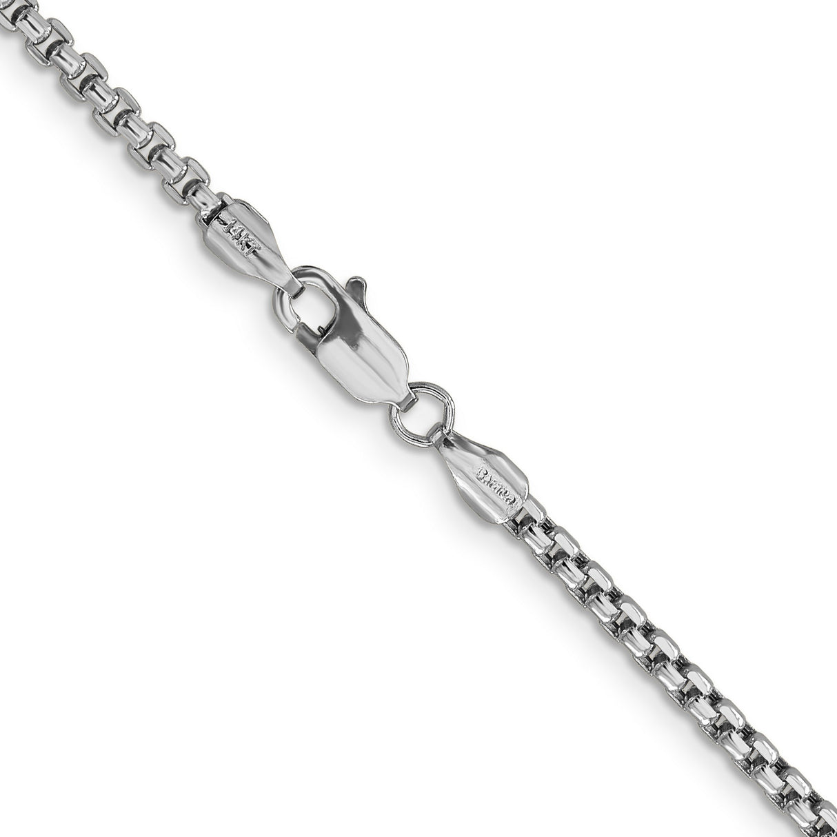 14K White Gold 2.45 mm Box Chain Necklace, Polished alternate angle