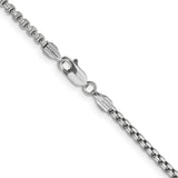 14K White Gold 2.45 mm Box Chain Necklace, Polished alternate angle