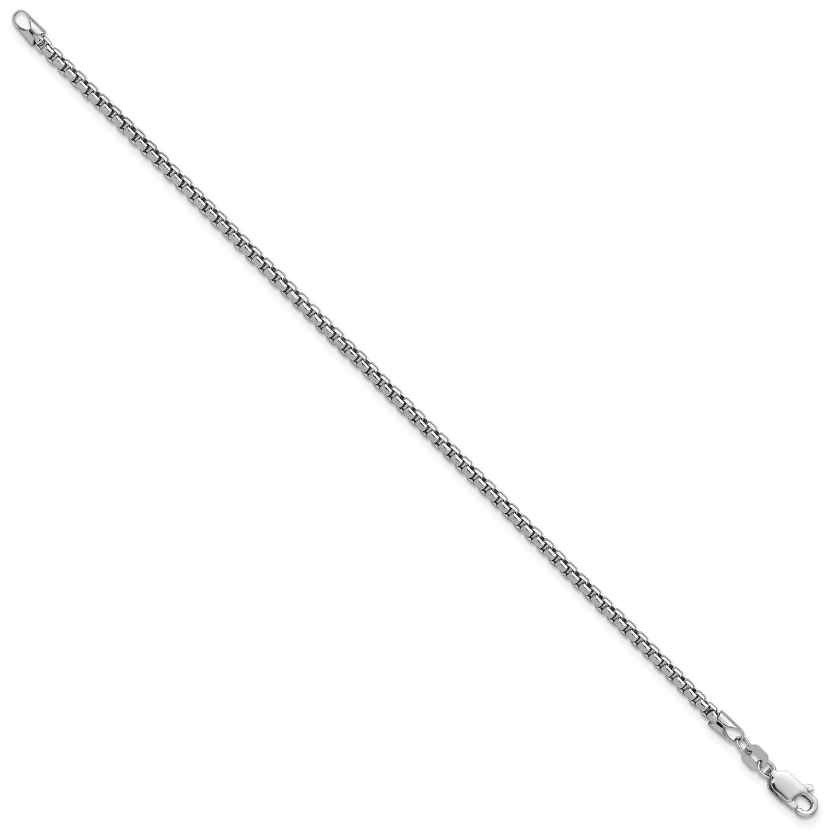 14K White Gold 2.45 mm Box Chain Bracelet, Polished