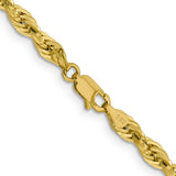 14K Yellow Gold 4.25 mm Rope Chain Necklace, Polished alternate angle