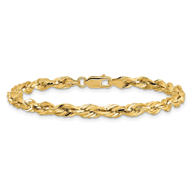 14K Yellow Gold 4.25 mm Rope Chain Bracelet, Polished