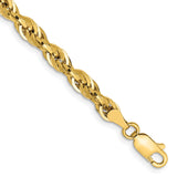 14K Yellow Gold 4.25 mm Rope Chain Bracelet, Polished detail view