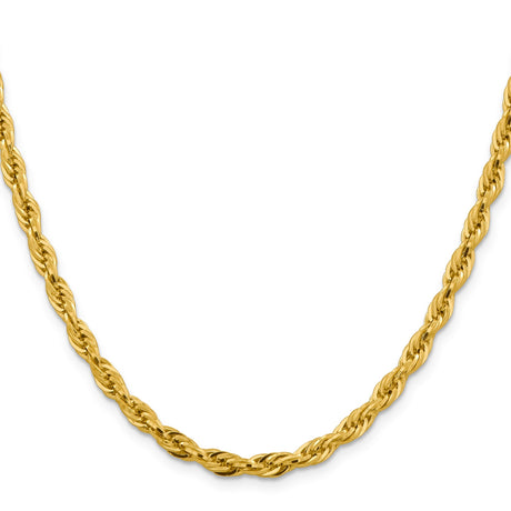 14K Yellow Gold 4.75 mm Rope Chain Necklace, Polished
