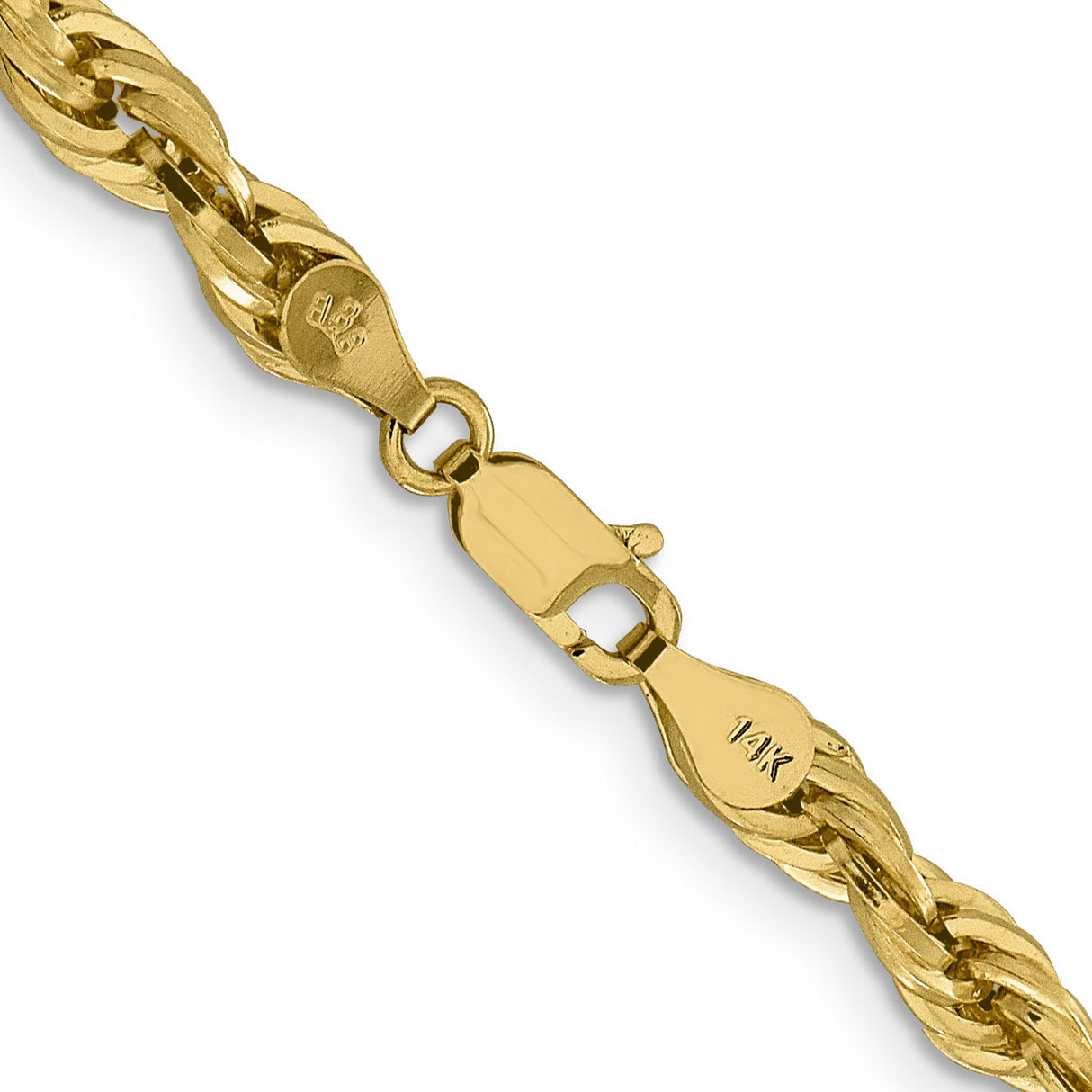 14K Yellow Gold 4.75 mm Rope Chain Necklace, Polished alternate angle