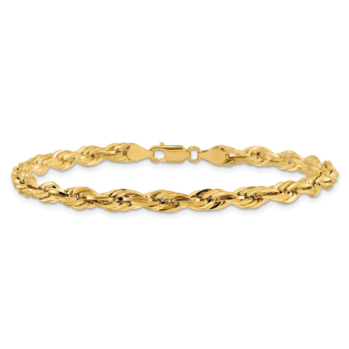 14K Yellow Gold 4.75 mm Rope Chain Bracelet, Polished
