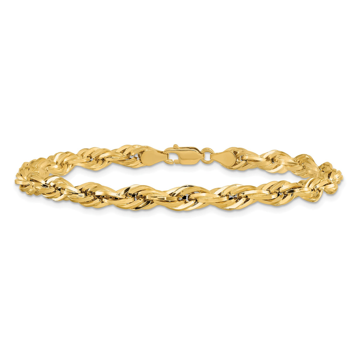 14K Yellow Gold 5.4 mm Rope Chain Bracelet, Polished