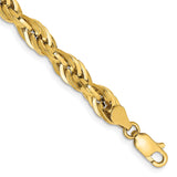 14K Yellow Gold 5.4 mm Rope Chain Bracelet, Polished shown for scale