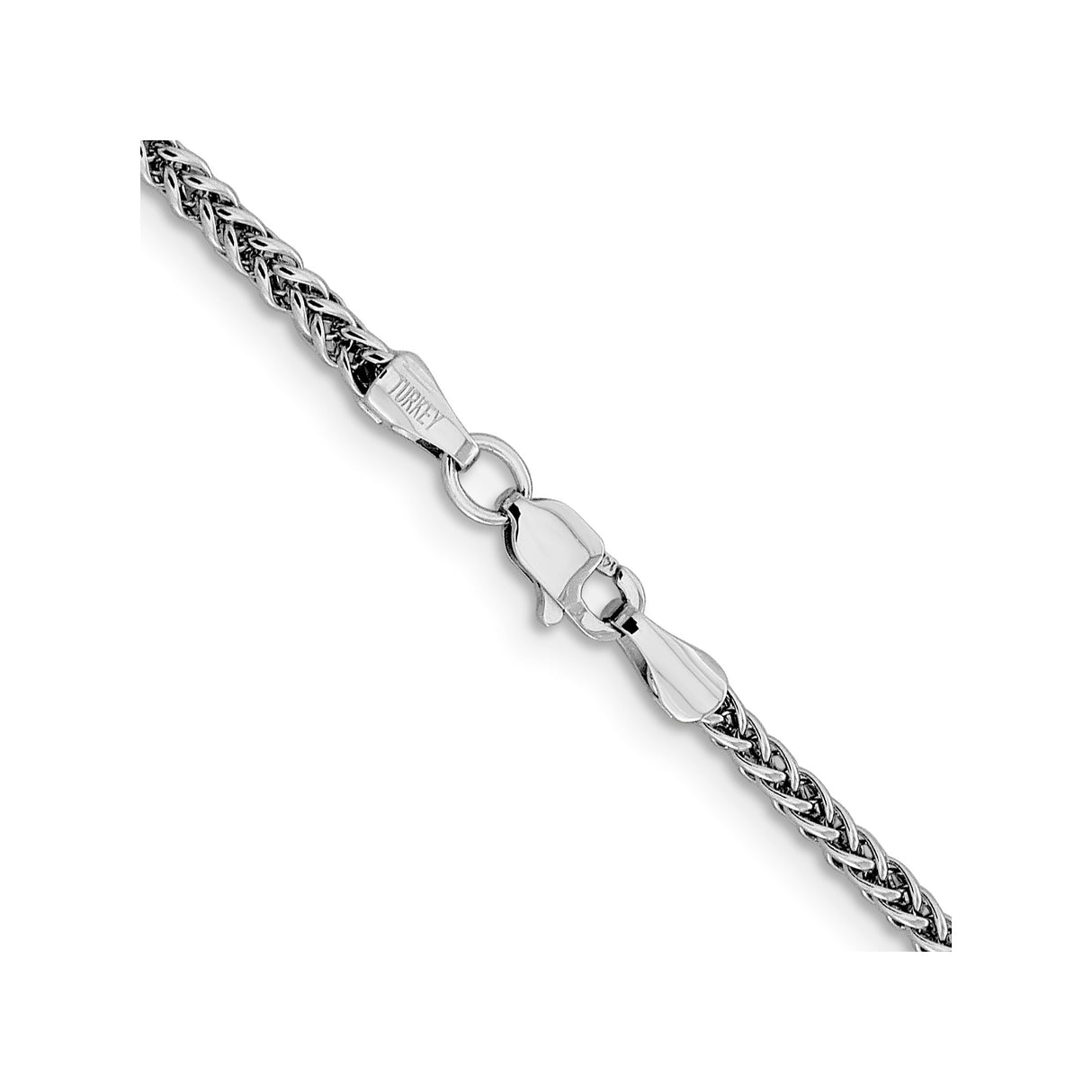 14K White Gold 2.35 mm Polished Chain Necklace alternate angle