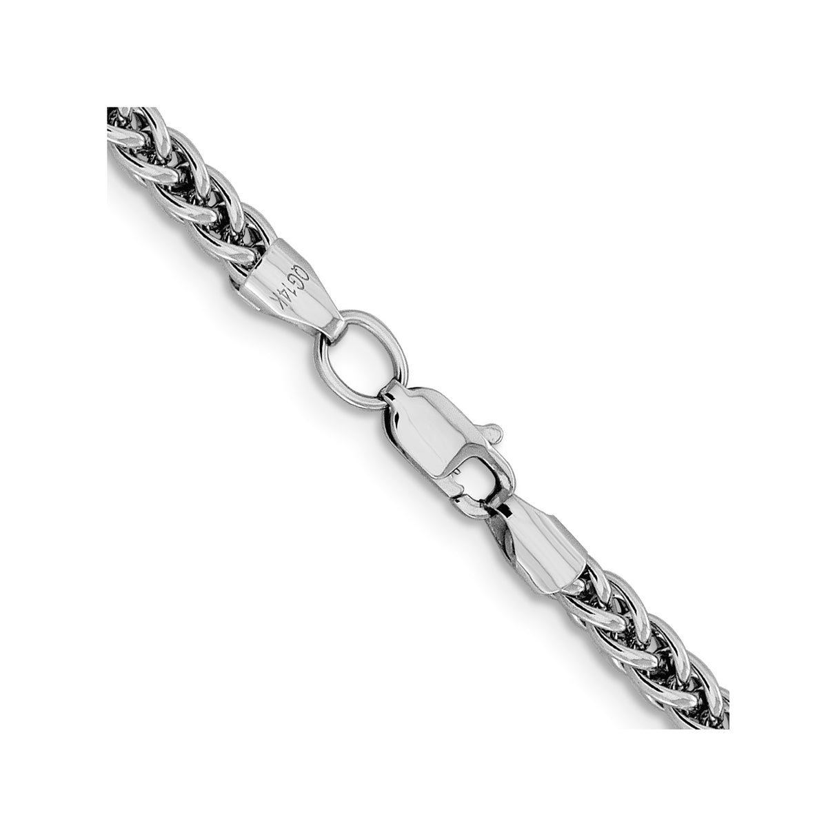 14K White Gold 3.5 mm Polished Chain Necklace alternate angle