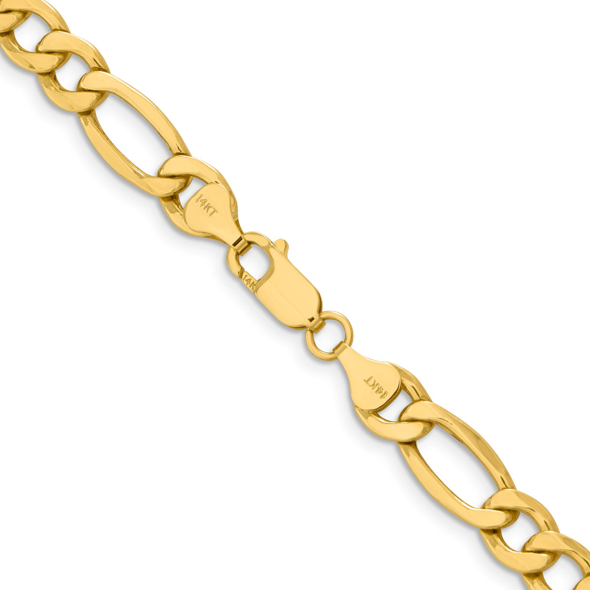 14K Yellow Gold 8.5 mm Figaro Chain Necklace, Polished alternate angle