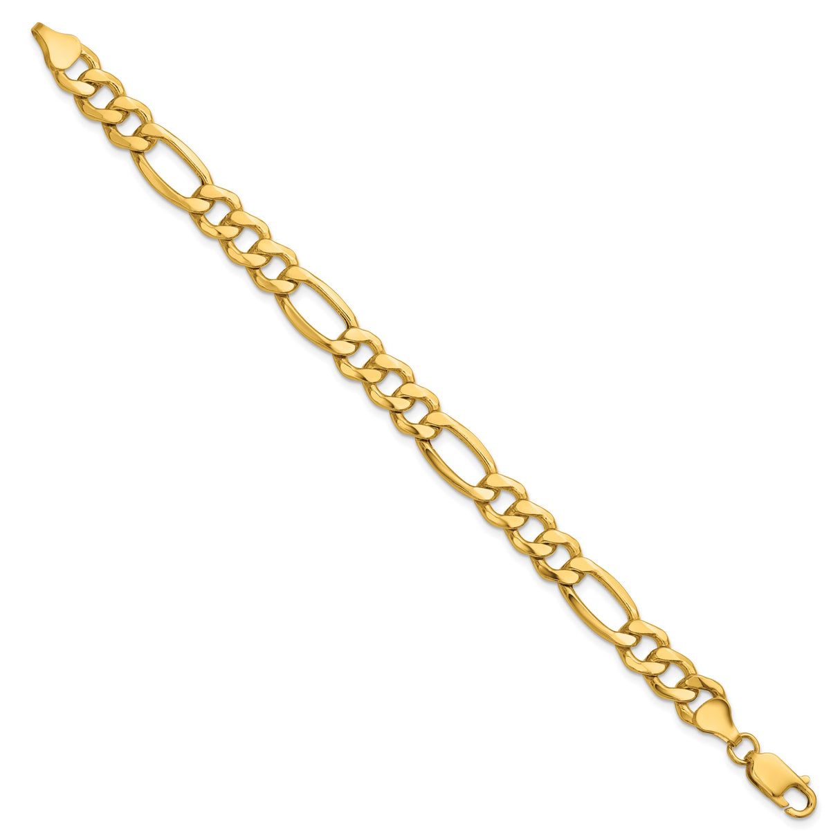 14K Yellow Gold 8.5 mm Figaro Chain Bracelet, Polished