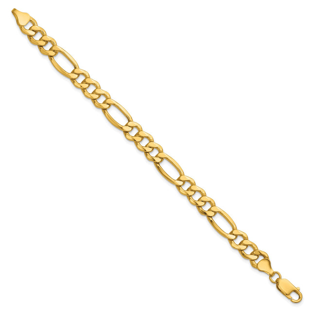 14K Yellow Gold 8.5 mm Figaro Chain Bracelet, Polished