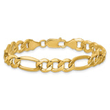 14K Yellow Gold 8.5 mm Figaro Chain Bracelet, Polished alternate angle