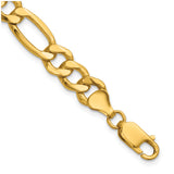 14K Yellow Gold 8.5 mm Figaro Chain Bracelet, Polished detail view