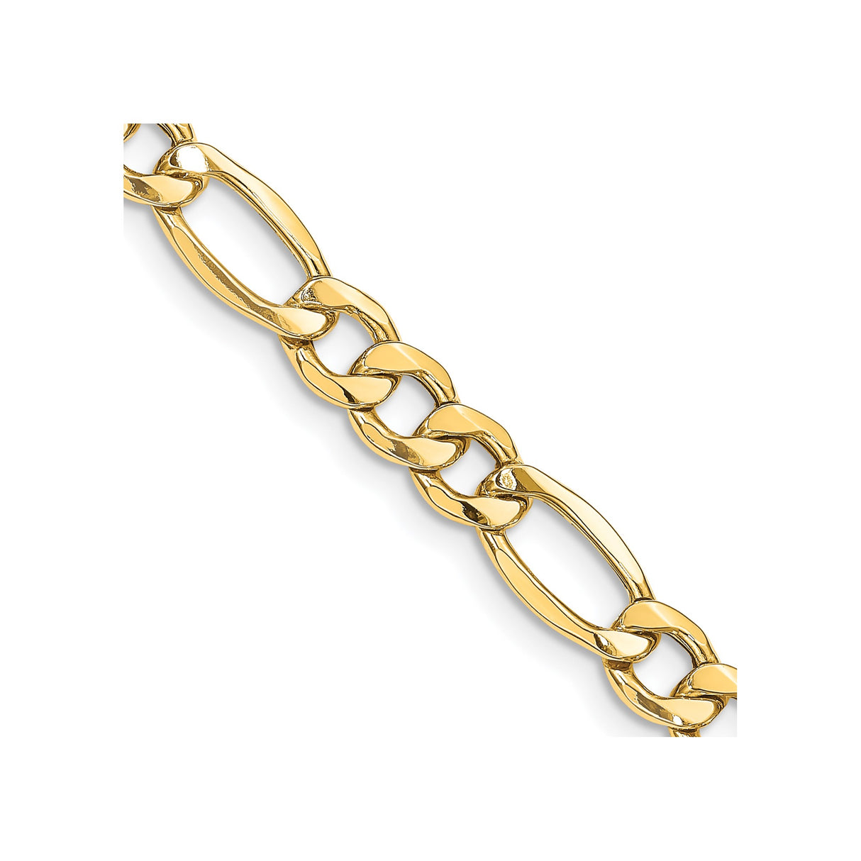14K Yellow Gold 8.5 mm Figaro Chain Necklace, Polished detail view