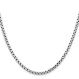 14K White Gold 3.6 mm Box Chain Necklace, Polished