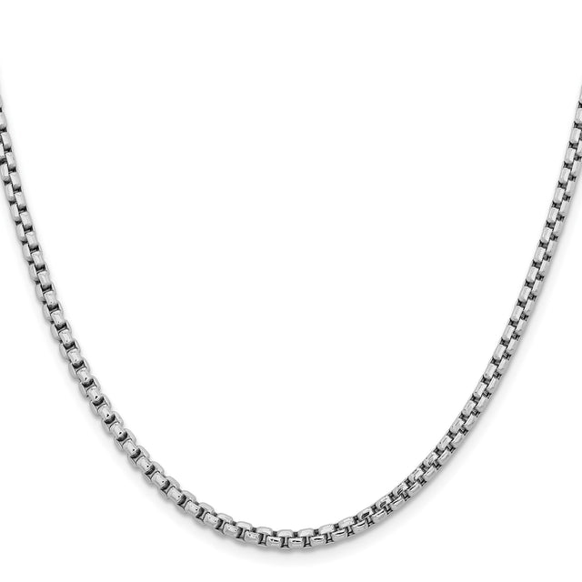 14K White Gold 3.6 mm Box Chain Necklace, Polished