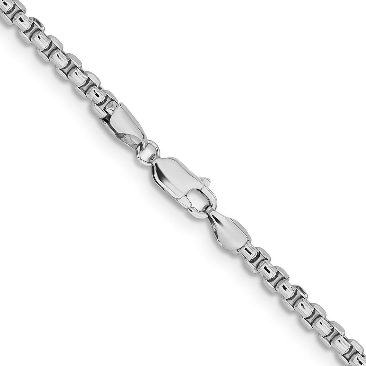 14K White Gold 3.6 mm Box Chain Necklace, Polished alternate angle