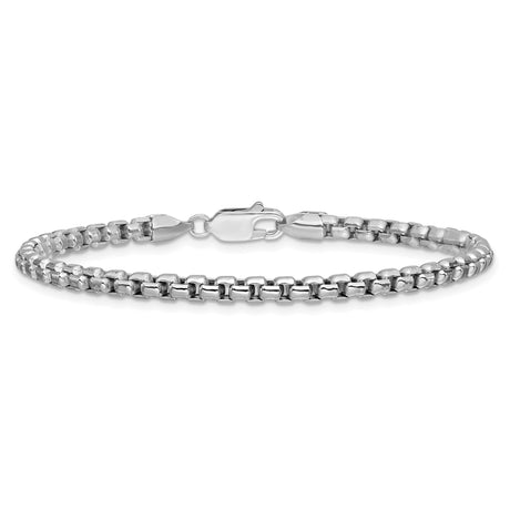 14K White Gold 3.6 mm Box Chain Bracelet, Polished alternate angle