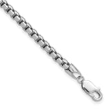 14K White Gold 3.6 mm Box Chain Bracelet, Polished detail view