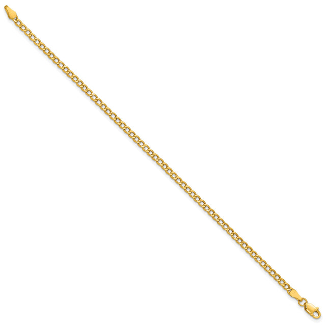 14K Yellow Gold 2.85 mm Curb Chain Bracelet, Polished