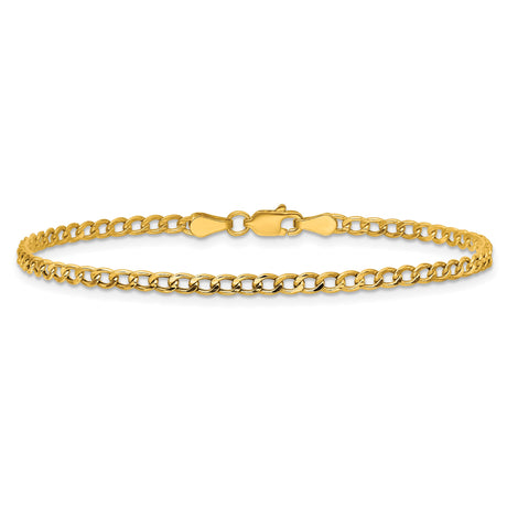 14K Yellow Gold 2.85 mm Curb Chain Anklet, Polished alternate angle