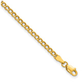 14K Yellow Gold 2.85 mm Curb Chain Anklet, Polished detail view