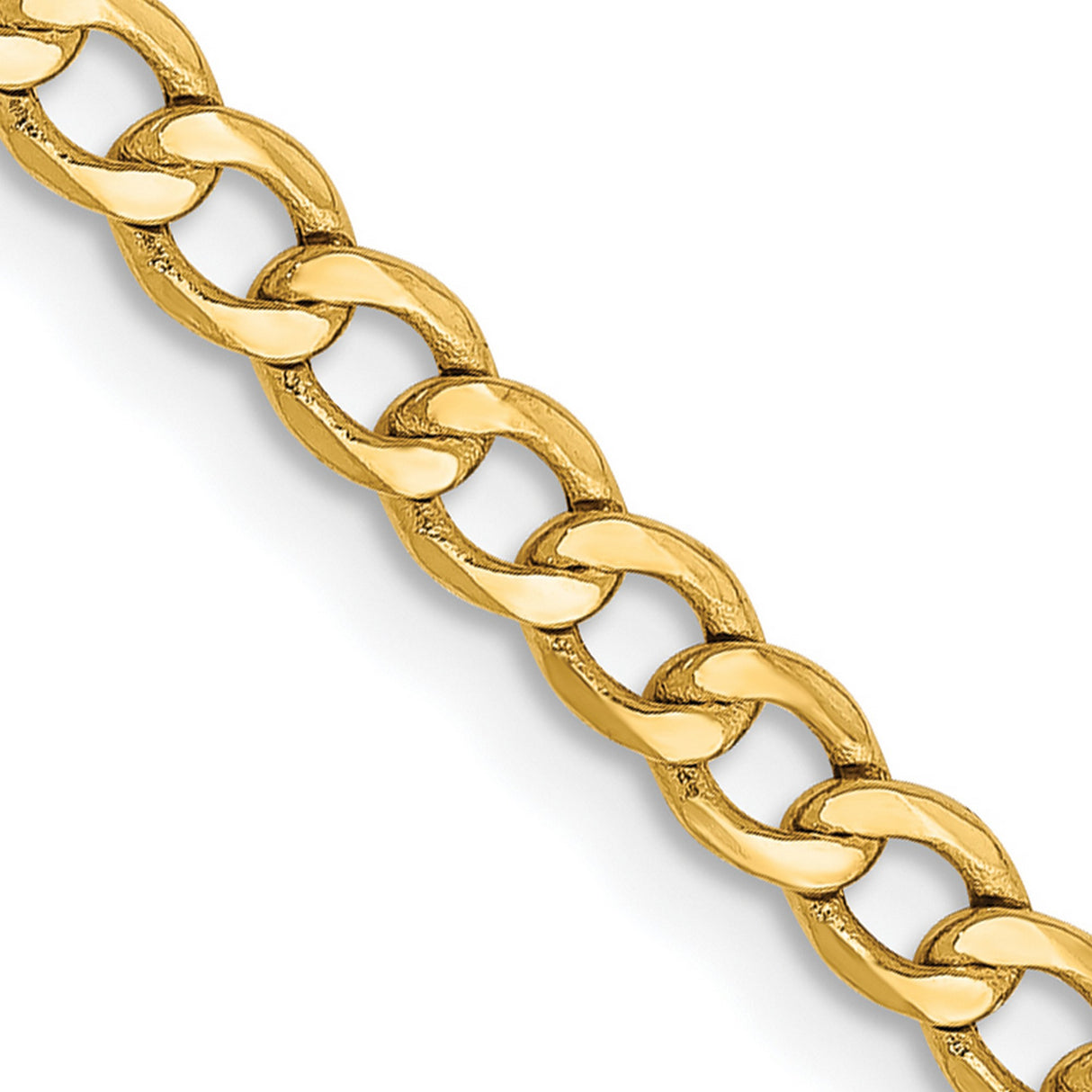 14K Yellow Gold 2.85 mm Curb Chain Necklace, Polished detail view