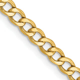14K Yellow Gold 2.85 mm Curb Chain Necklace, Polished detail view