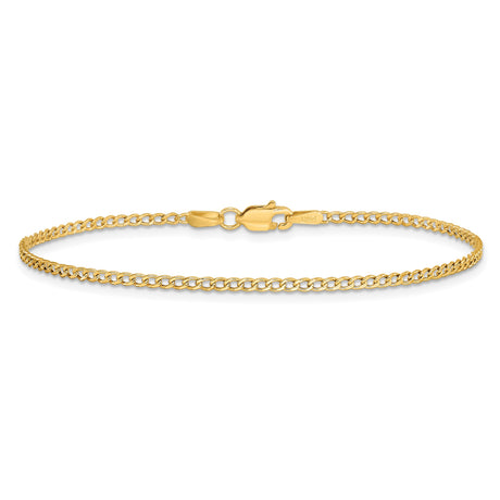 14K Yellow Gold 1.85 mm Curb Chain Anklet, Polished alternate angle