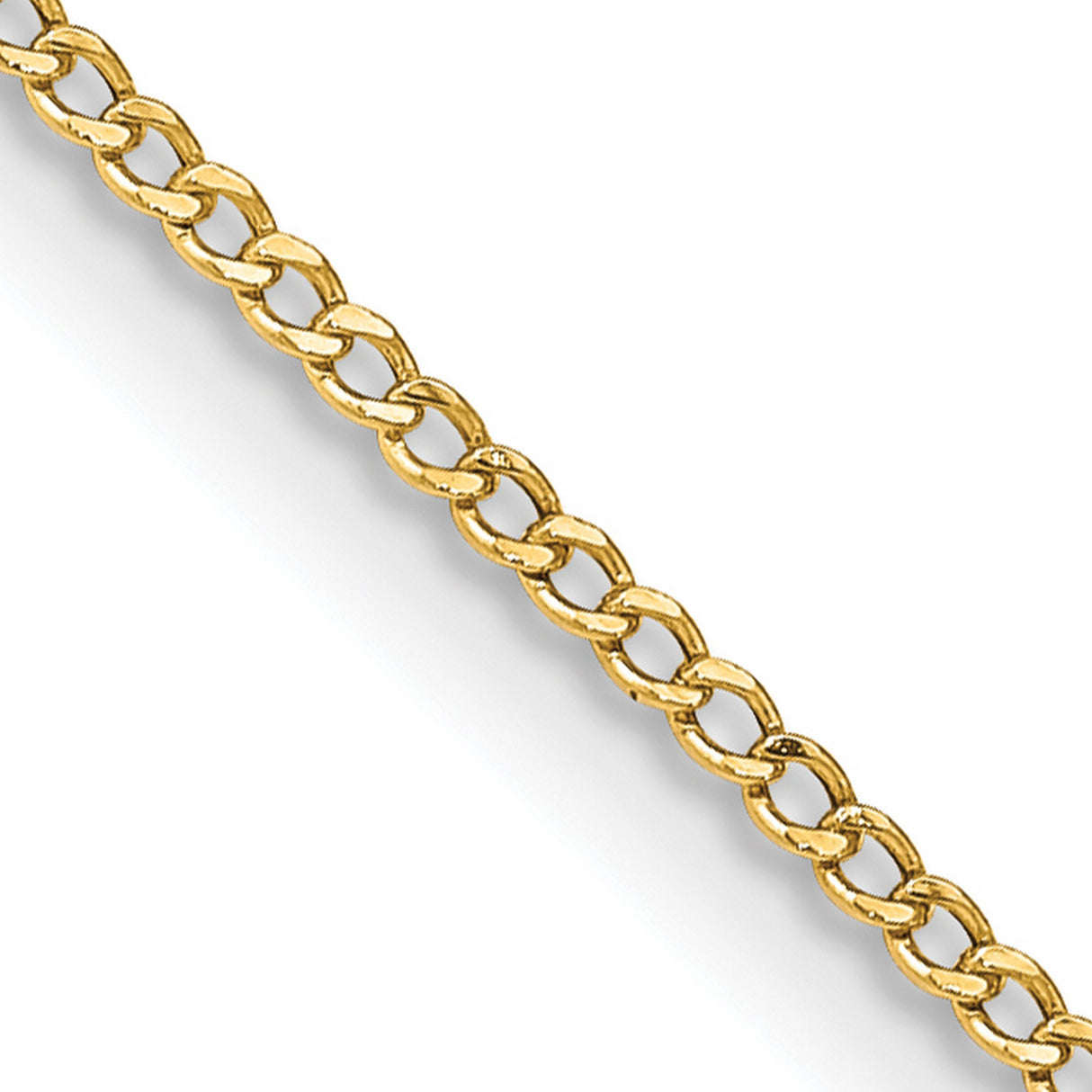 14K Yellow Gold 1.85 mm Curb Chain Necklace, Polished detail view