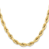 14K Yellow Gold 7 mm Rope Chain Necklace, Polished