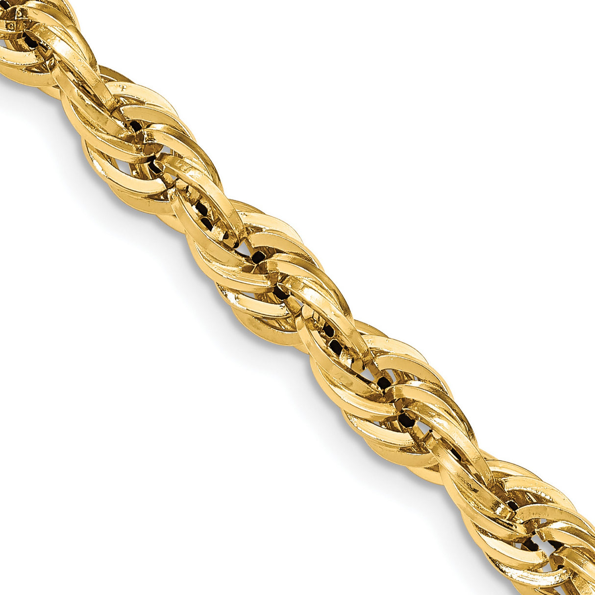 14K Yellow Gold 7 mm Rope Chain Necklace, Polished detail view